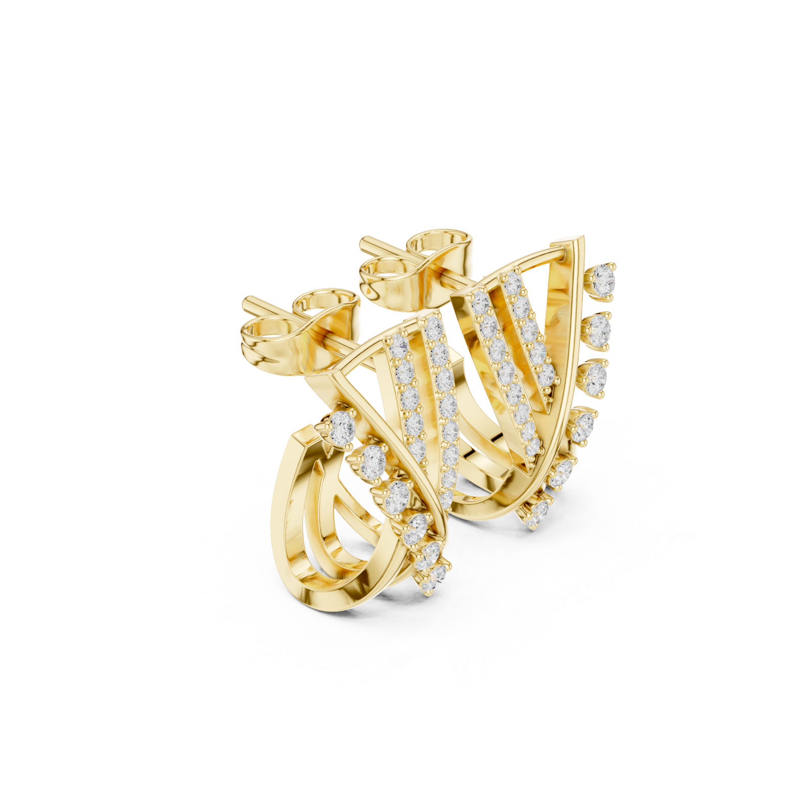  Gold Radiant Arc Stud Earrings Left View