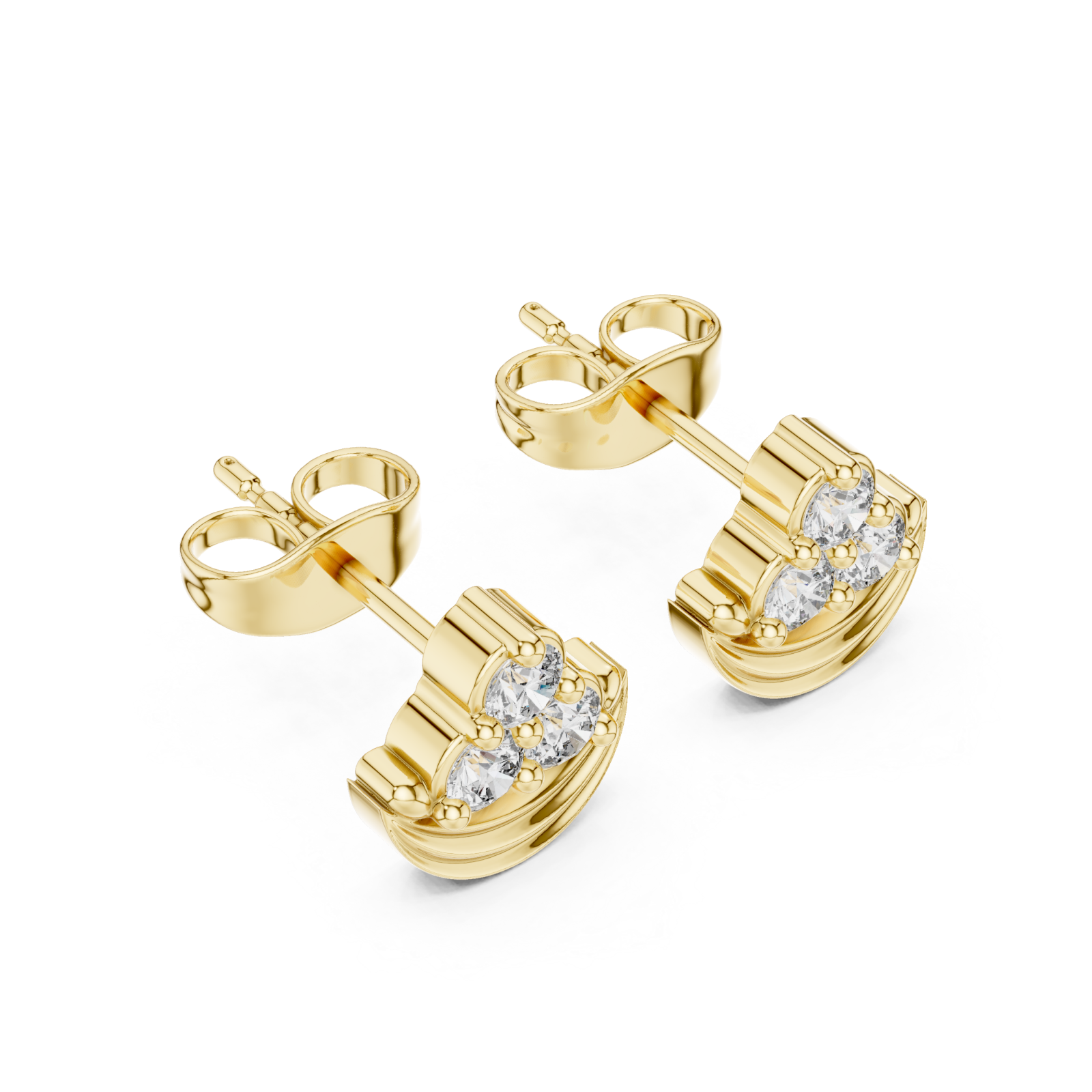 Gold Radiant Arc Stud Earrings Right View