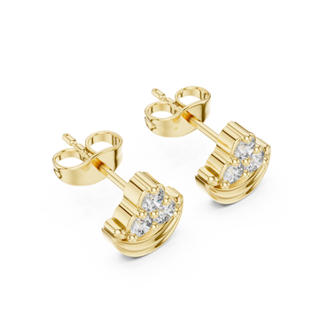 Gold Radiant Arc Stud Earrings Right View