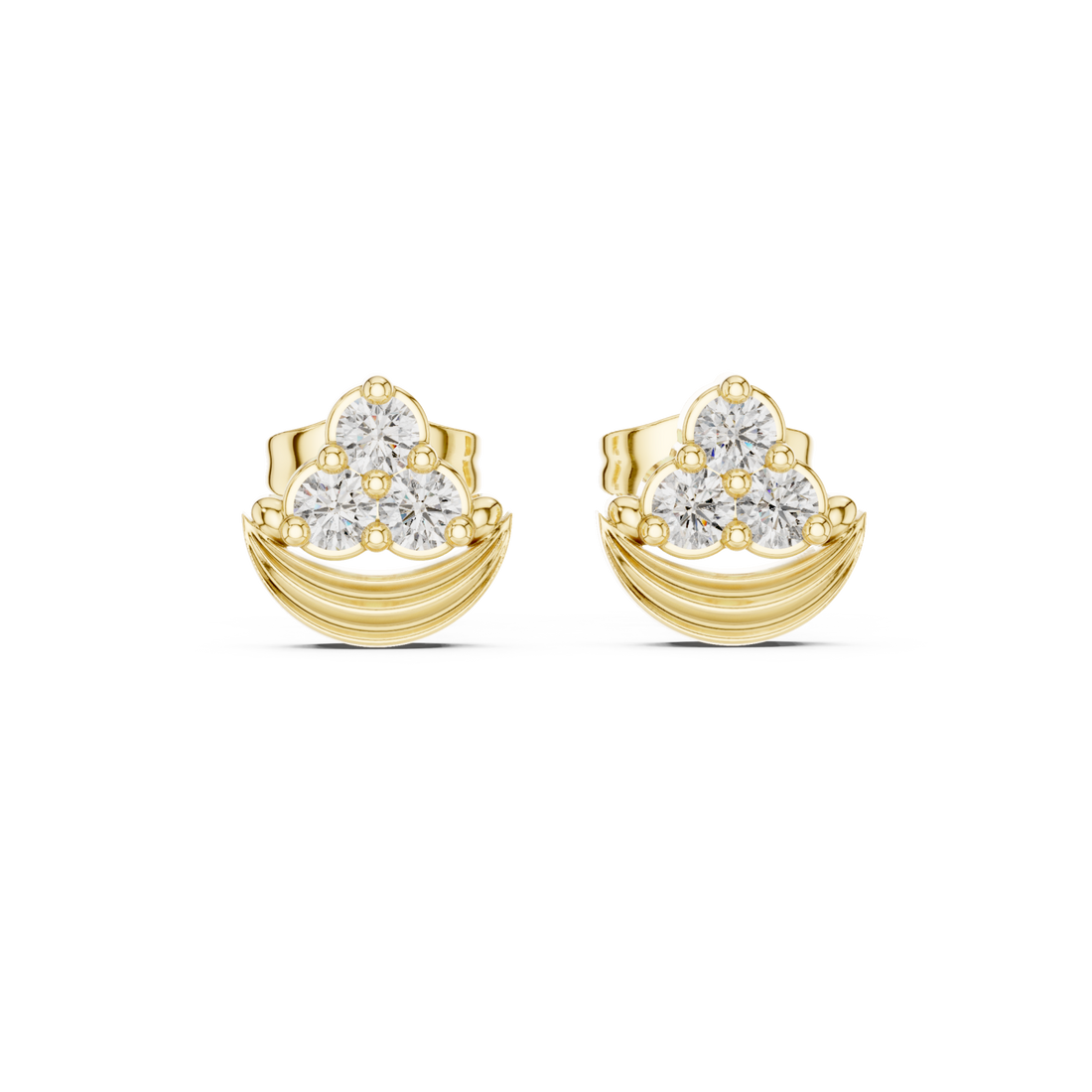 Gold Radiant Arc Stud Earrings Right View