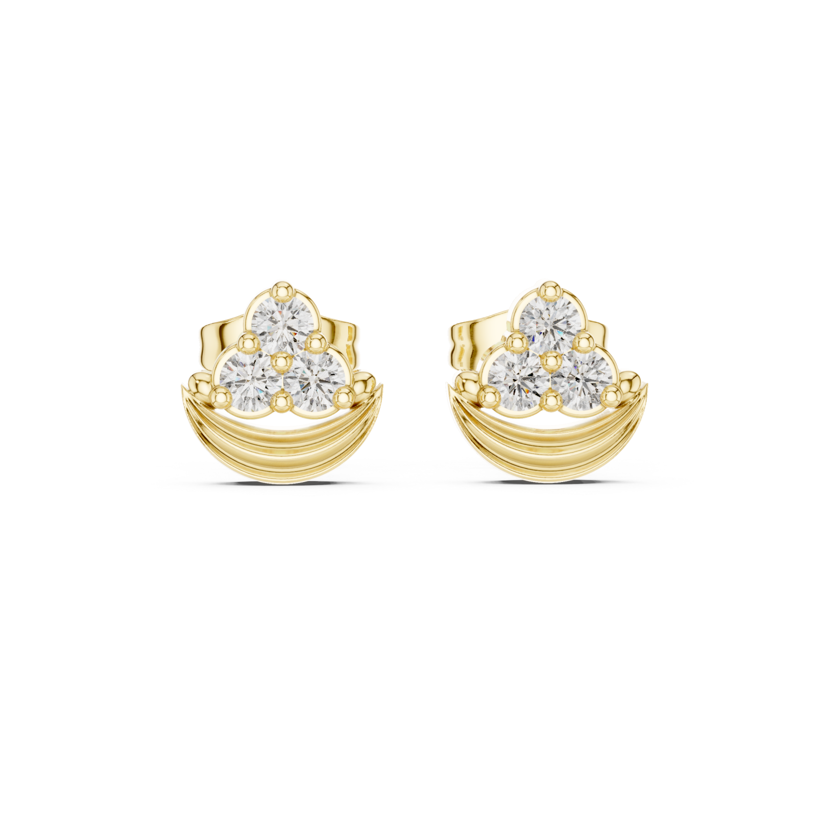  Gold Radiant Arc Stud Earrings Front View