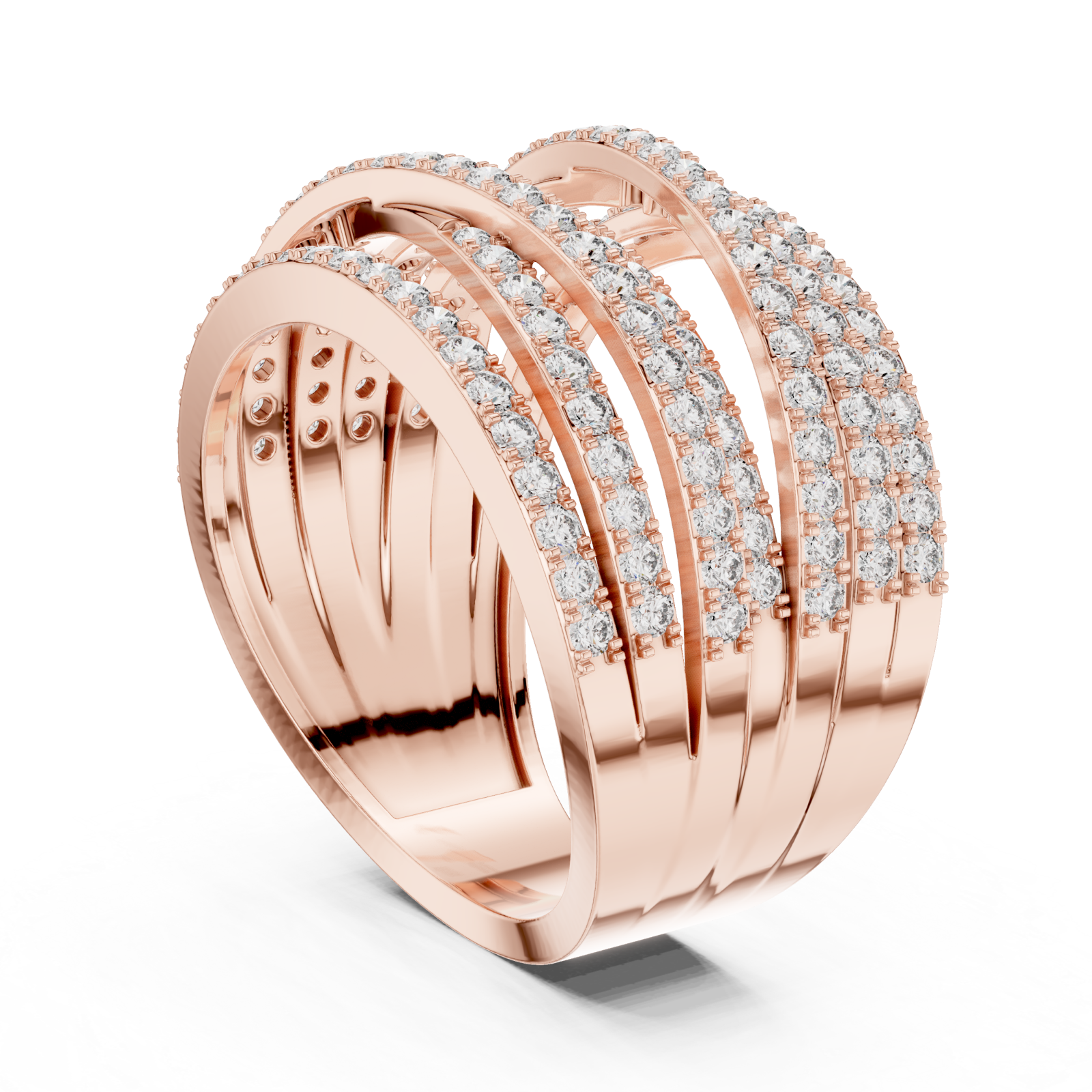  Rose Gold Celestial Radiance Multi-Row Ring Left View