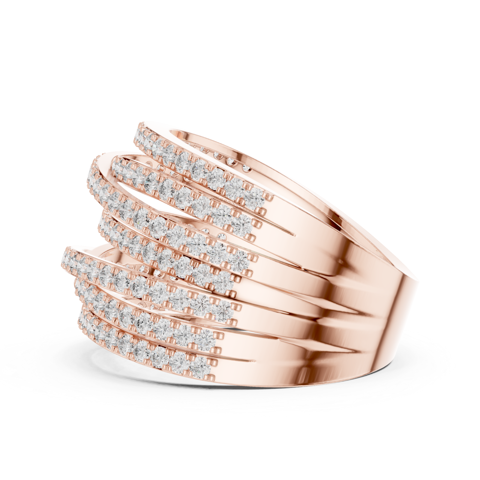  Rose Gold Celestial Radiance Multi-Row Ring Side View