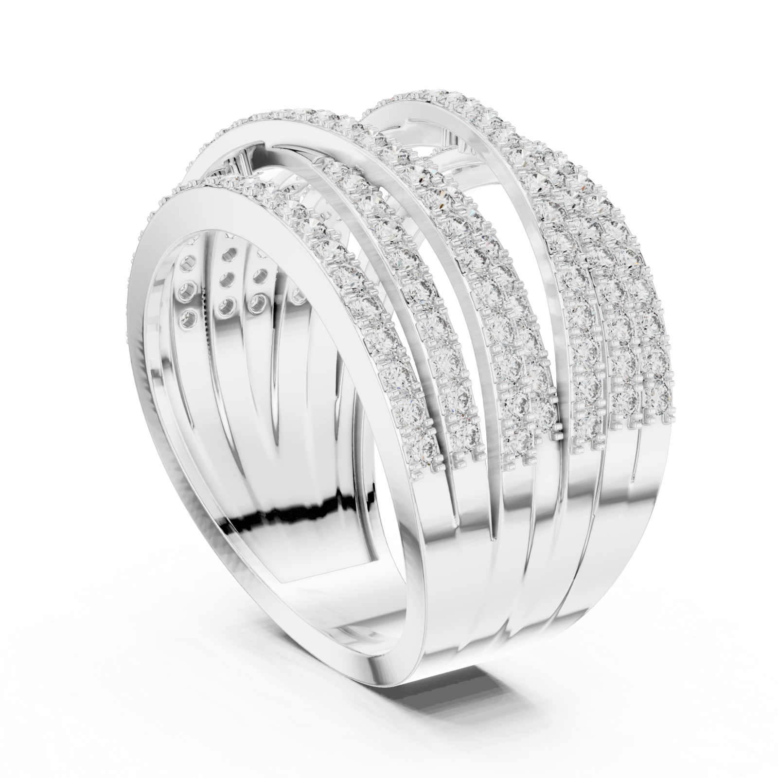  White Gold Celestial Radiance Multi-Row Ring Left View