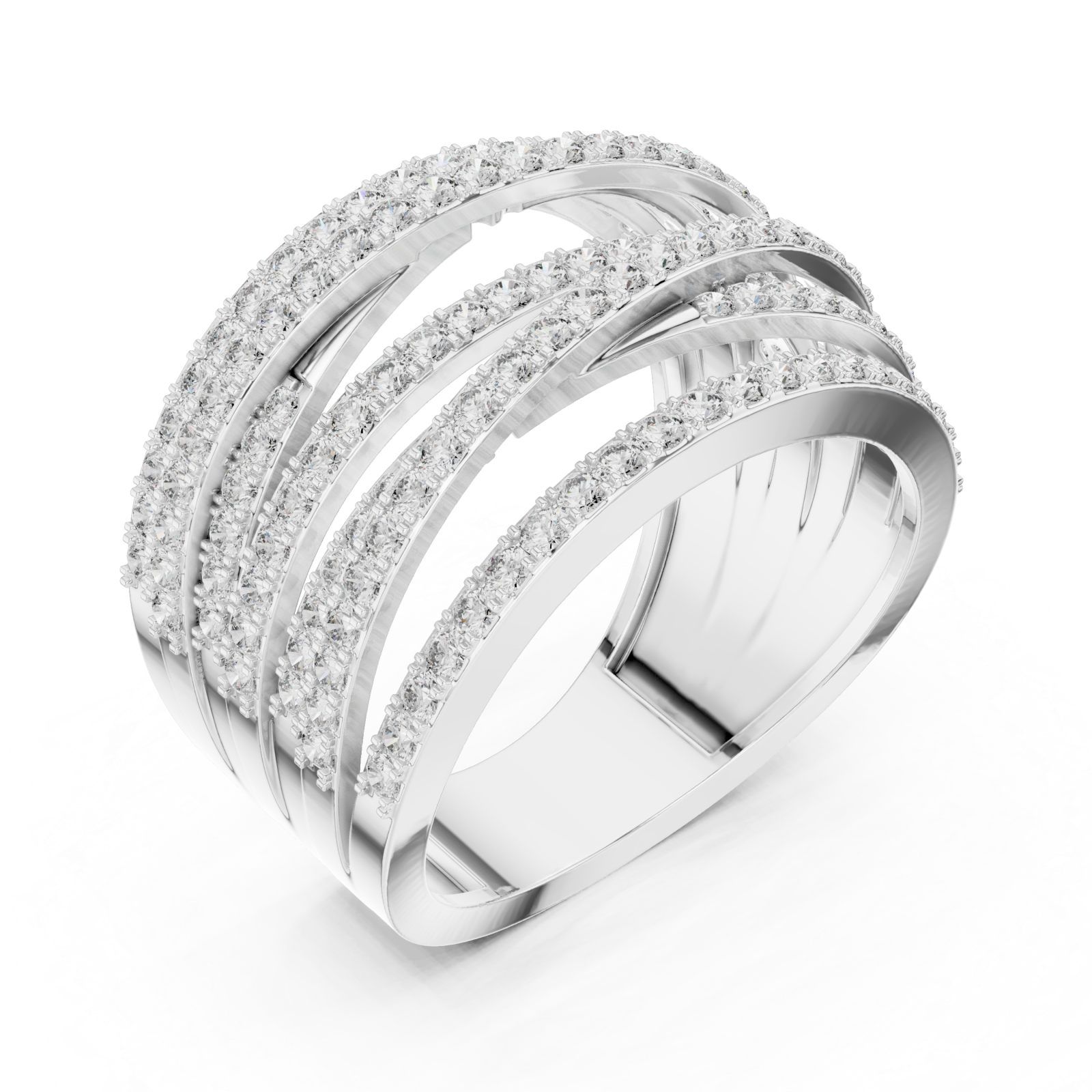  White Gold Celestial Radiance Multi-Row Ring Right View