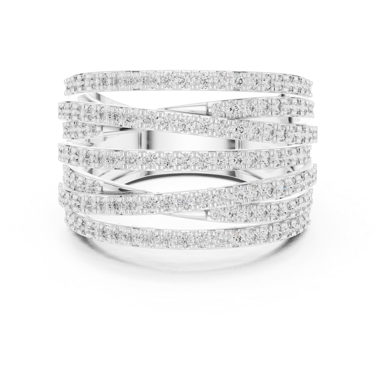 White Gold Celestial Radiance Multi-Row Ring Front View