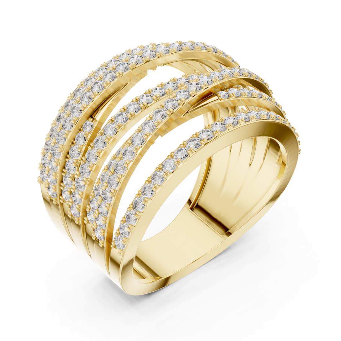 Gold Celestial Radiance Multi-Row Ring Right View