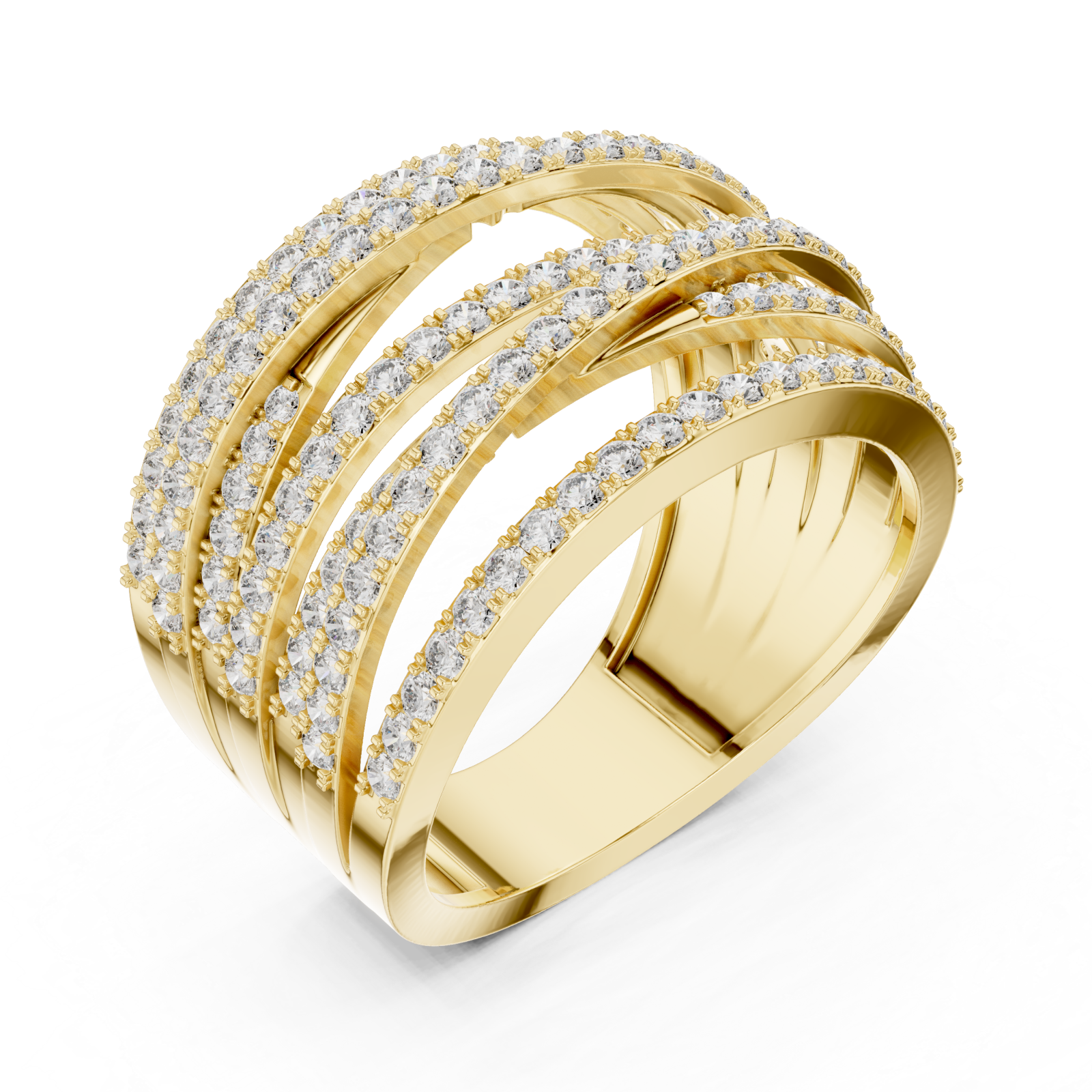 Gold Celestial Radiance Multi-Row Ring Right View