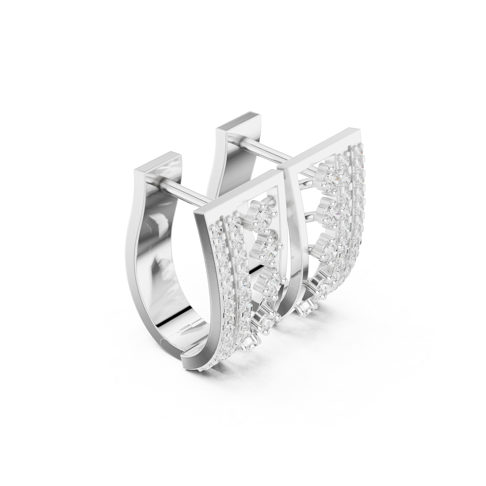  White Gold Elegant Twisted Radiance Earrings Left View