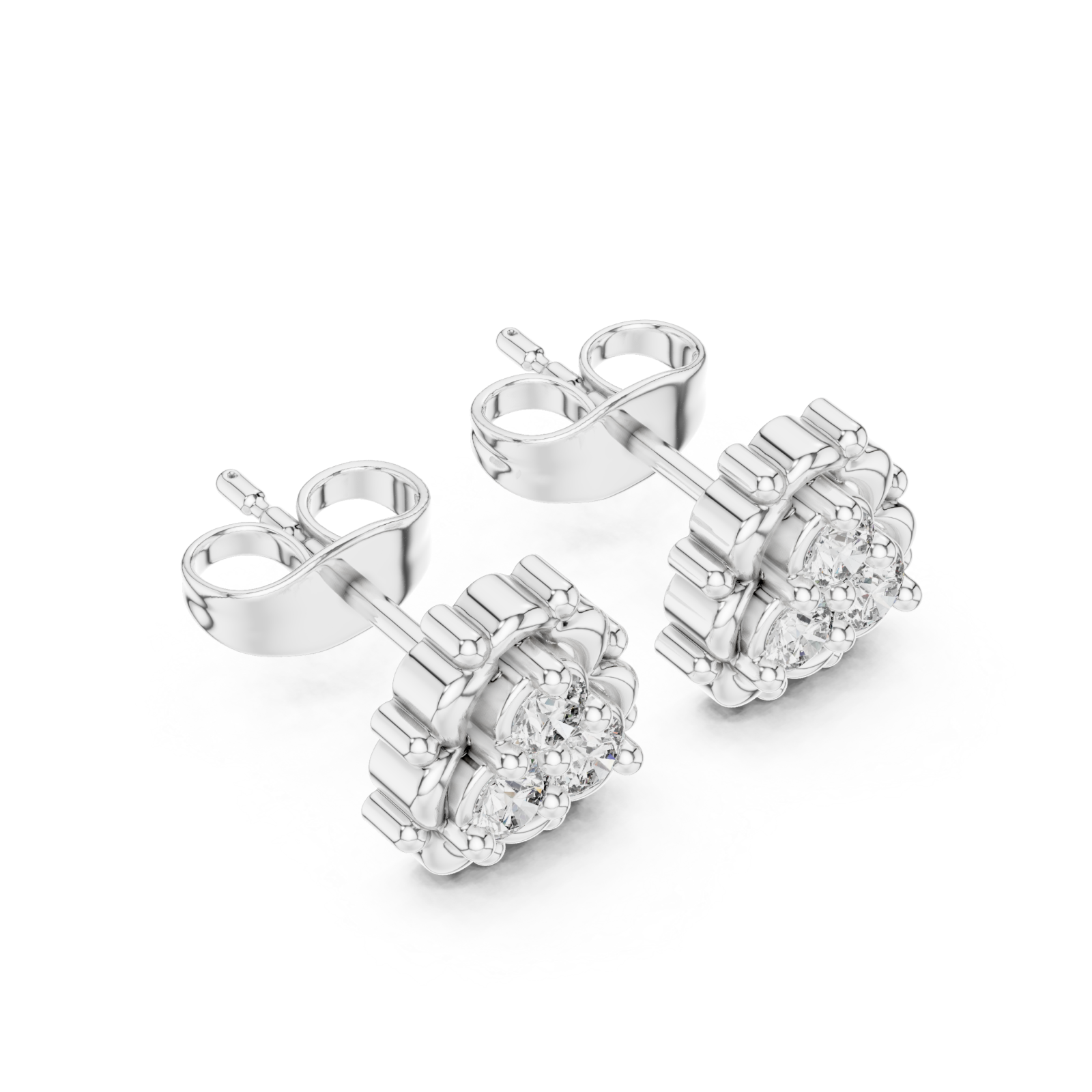  White Gold Elegant Twisted Radiance Earrings Right View