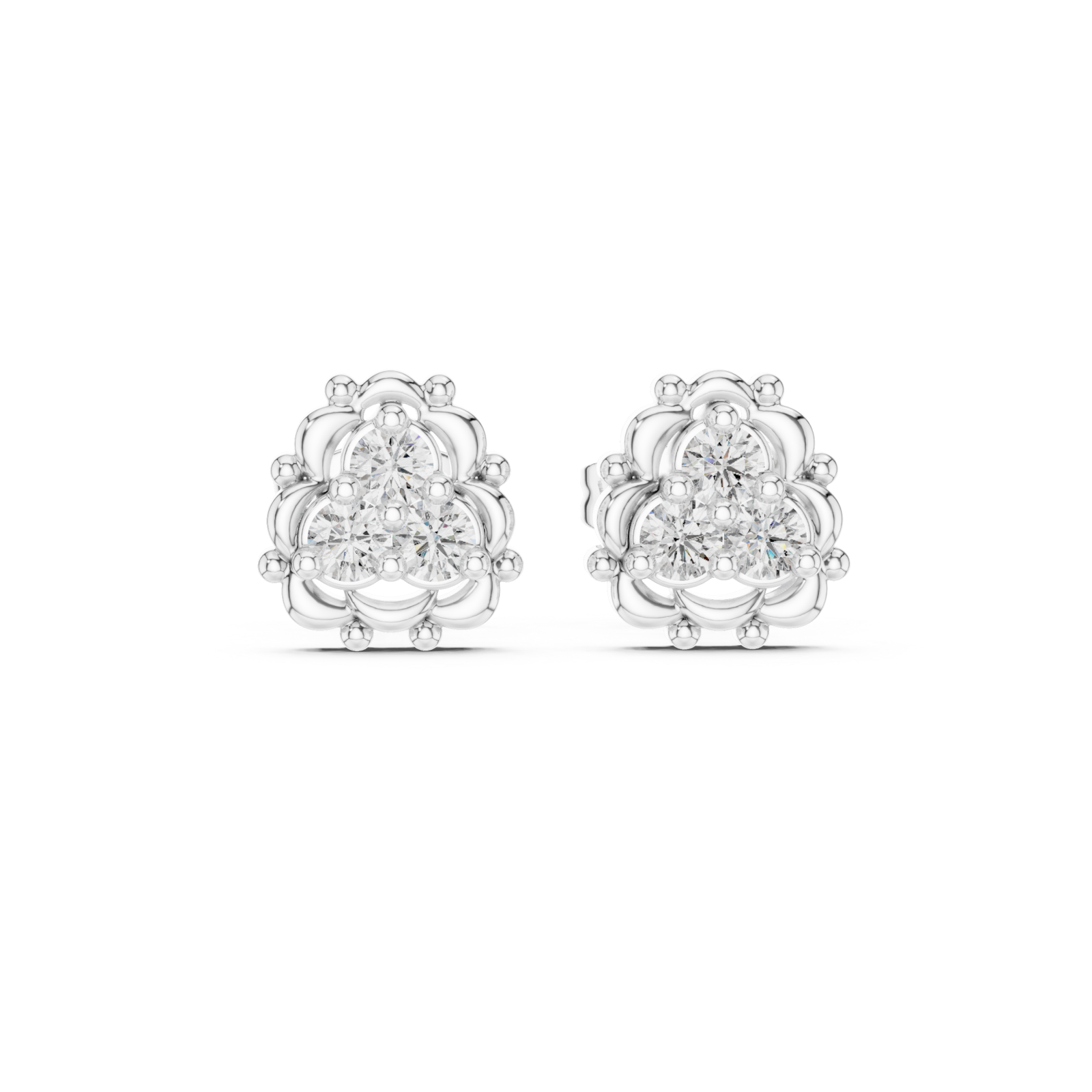  White Gold Elegant Twisted Radiance Earrings Front View