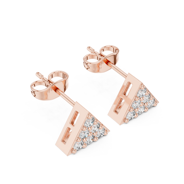  Rose Gold Gleaming Triad Illusion Stud Earrings Right View