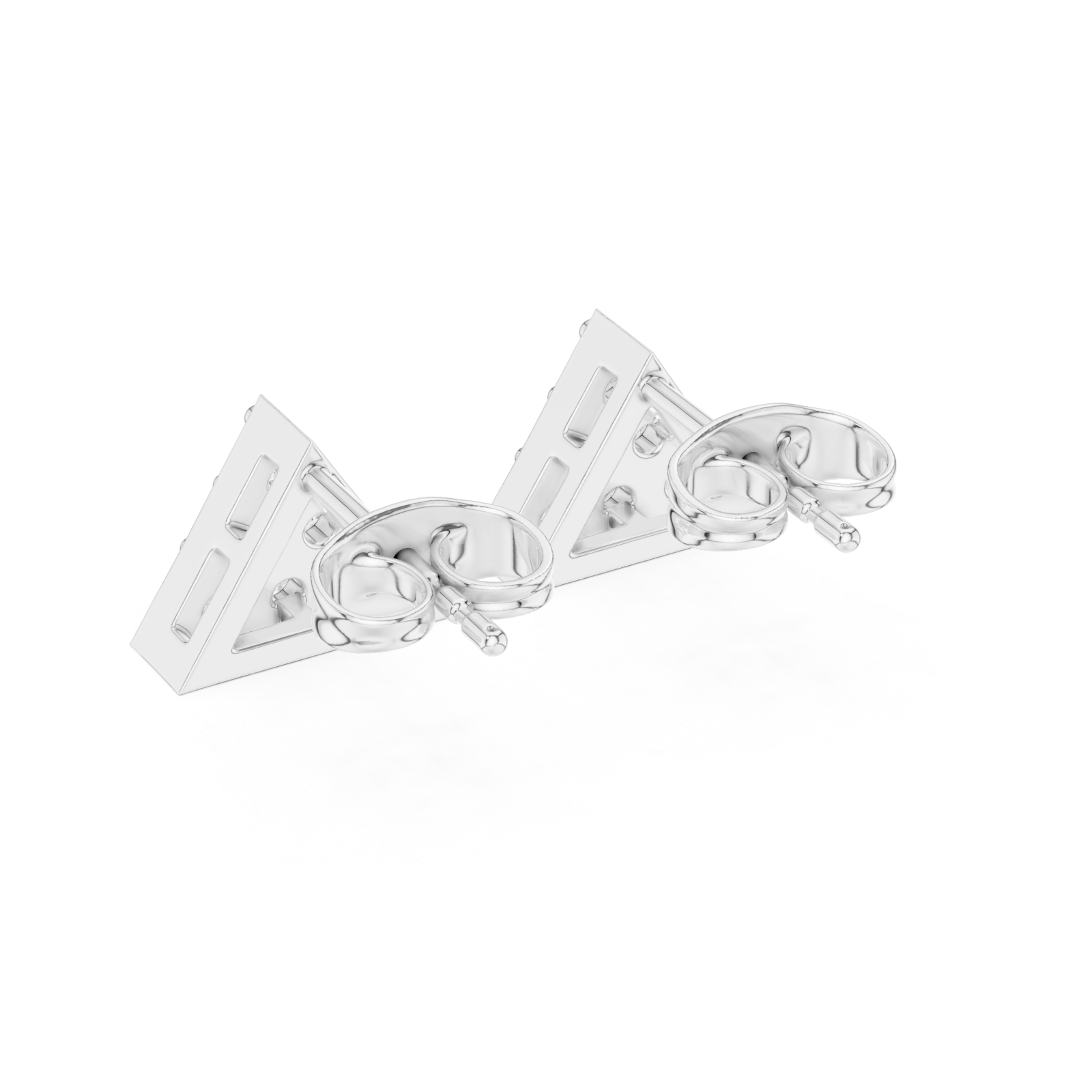  White Gold Gleaming Triad Illusion Stud Earrings Side View