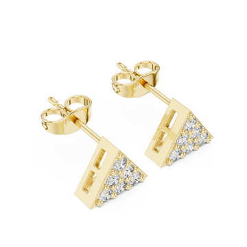 Gold Gleaming Triad Illusion Stud Earrings Right View