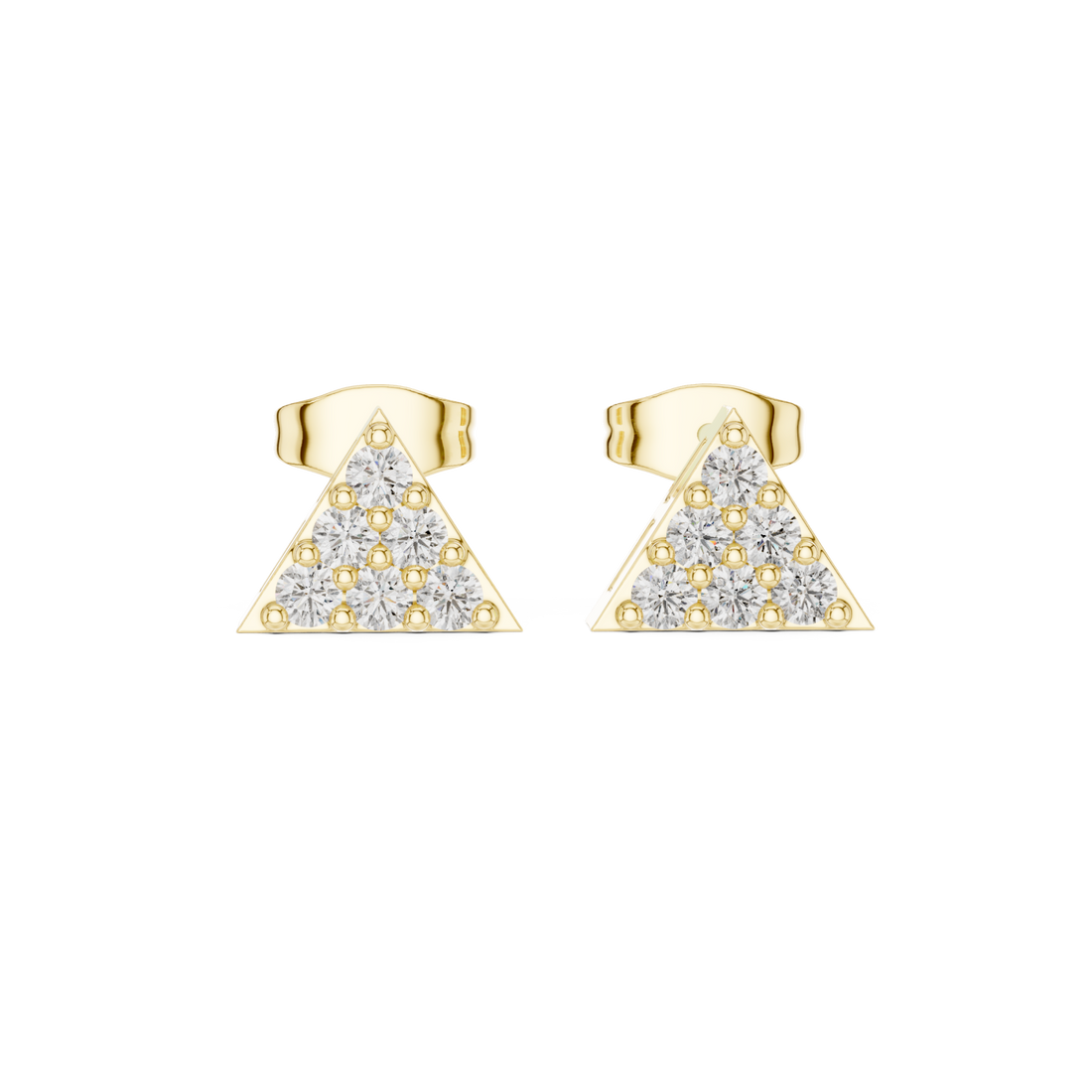 Gold Gleaming Triad Illusion Stud Earrings Right View