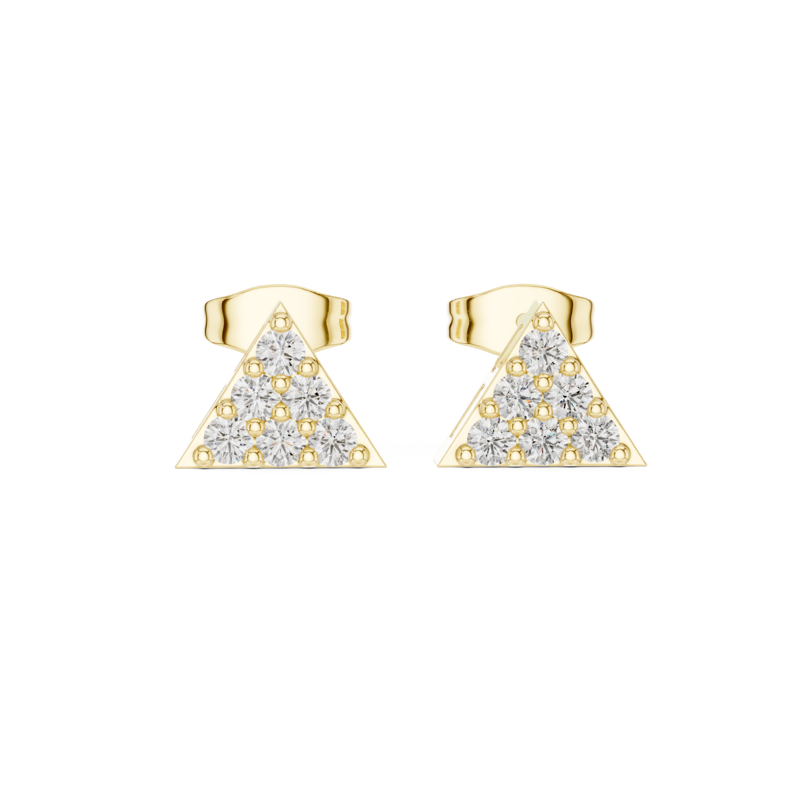  Gold Gleaming Triad Illusion Stud Earrings Front View