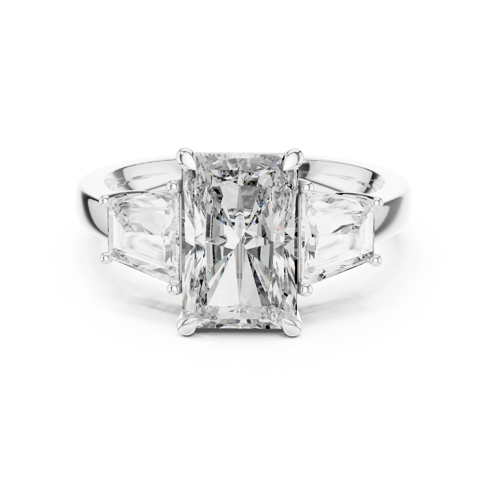  White Gold Modern Royalty Statement Ring Front View