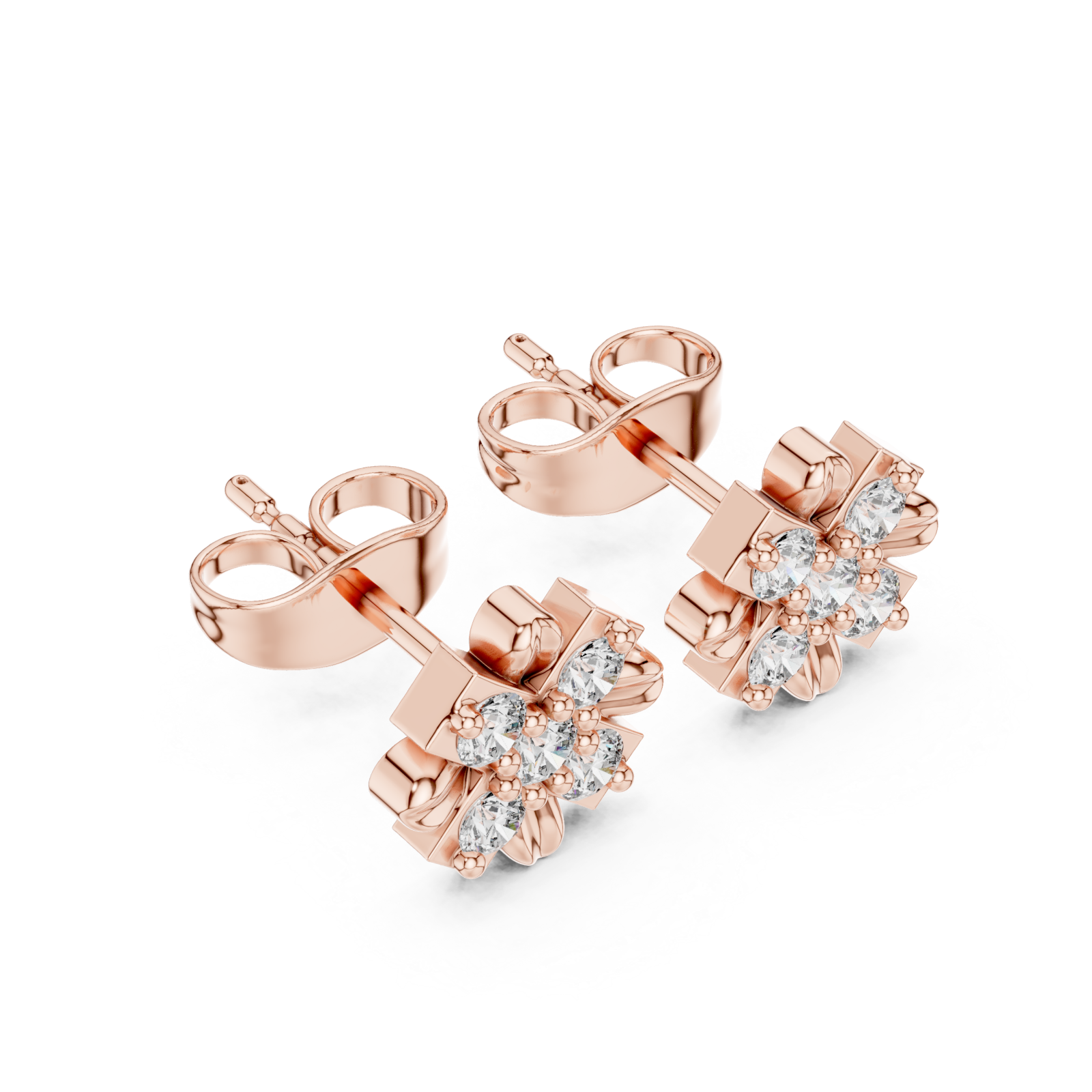  Rose Gold Luminous Graceful Petal Studs Right View