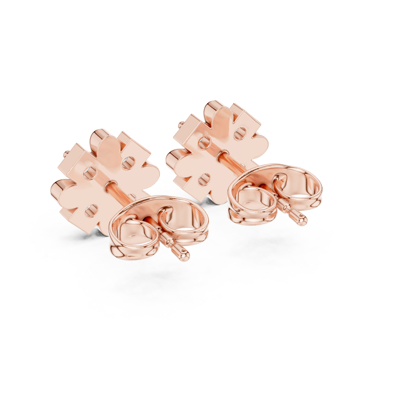  Rose Gold Luminous Graceful Petal Studs Side View
