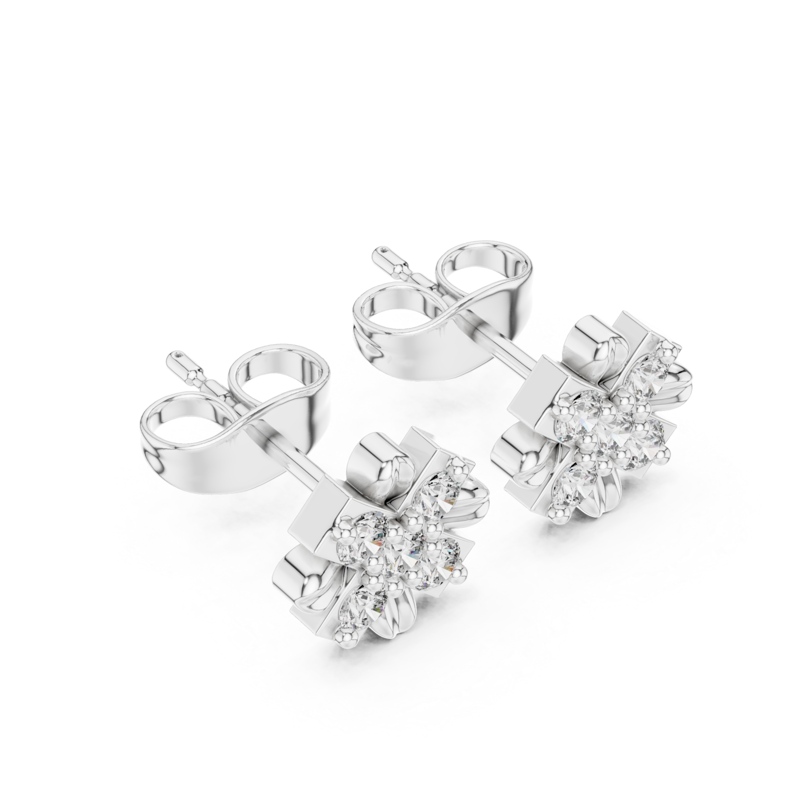  White Gold Luminous Graceful Petal Studs Right View