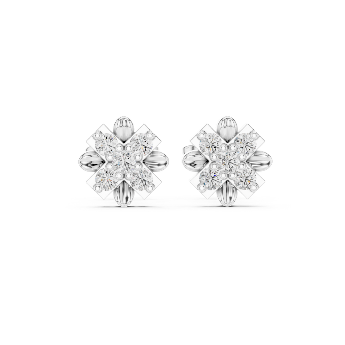  White Gold Luminous Graceful Petal Studs Right View
