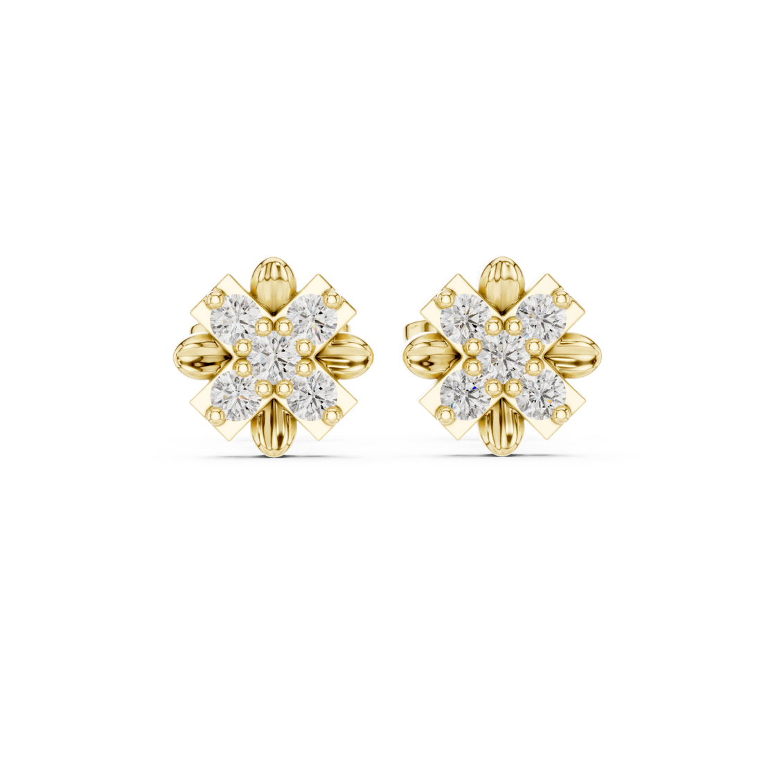 Gold Luminous Graceful Petal Studs Right View
