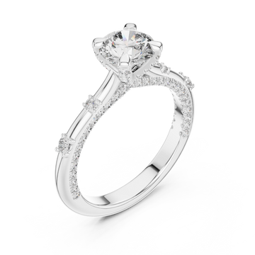  White Gold Opulent Cascade Accent Engagement Ring Right View