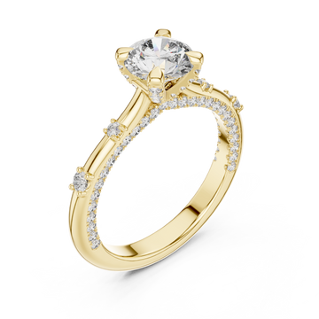 Gold Opulent Cascade Accent Engagement Ring Right View
