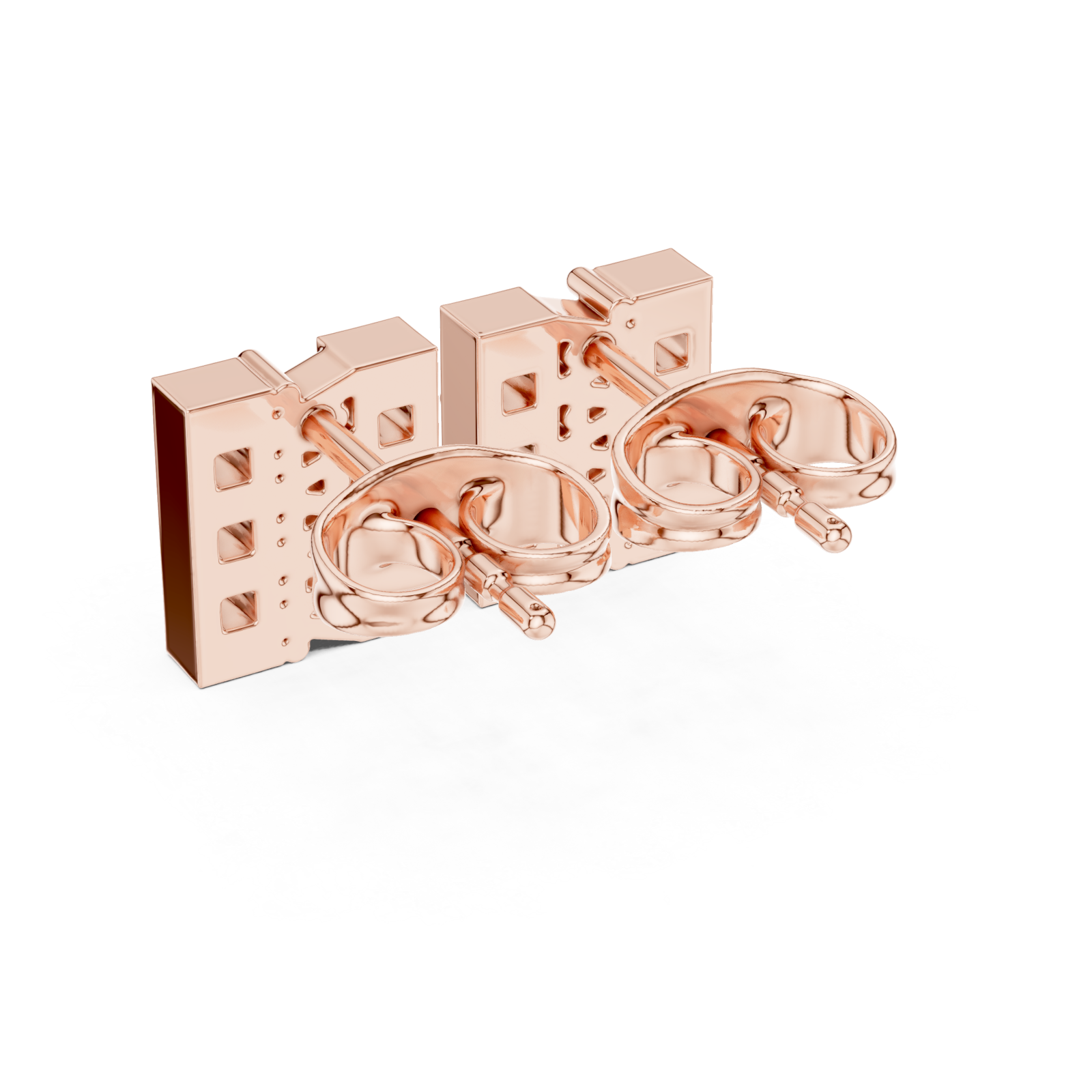  Rose Gold Radiant Block Initial Stud Earrings Side View