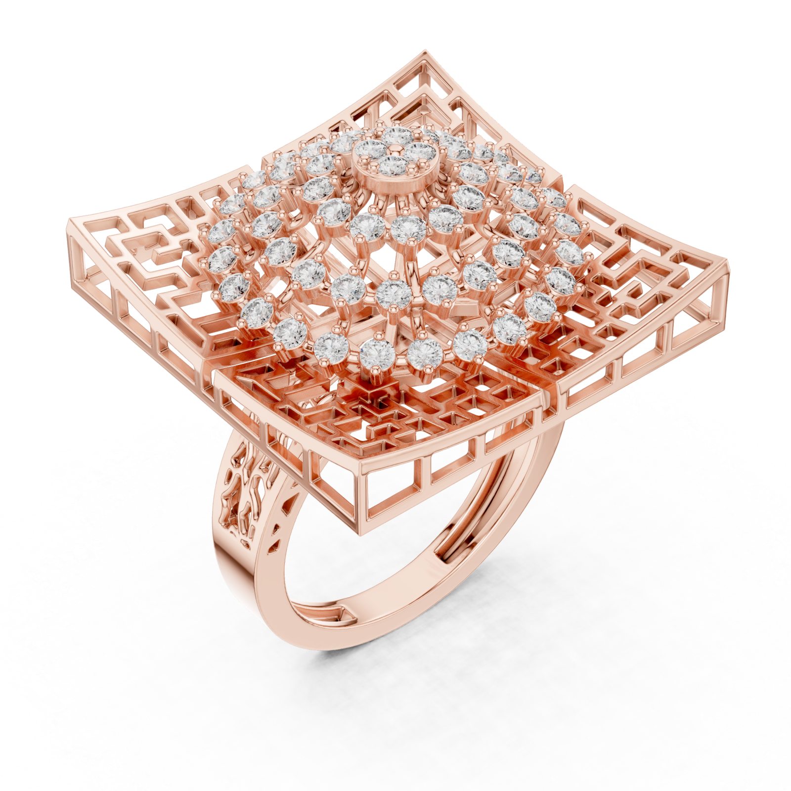  Rose Gold Enchanted Palace Regal Crest Mosaic Band Right View