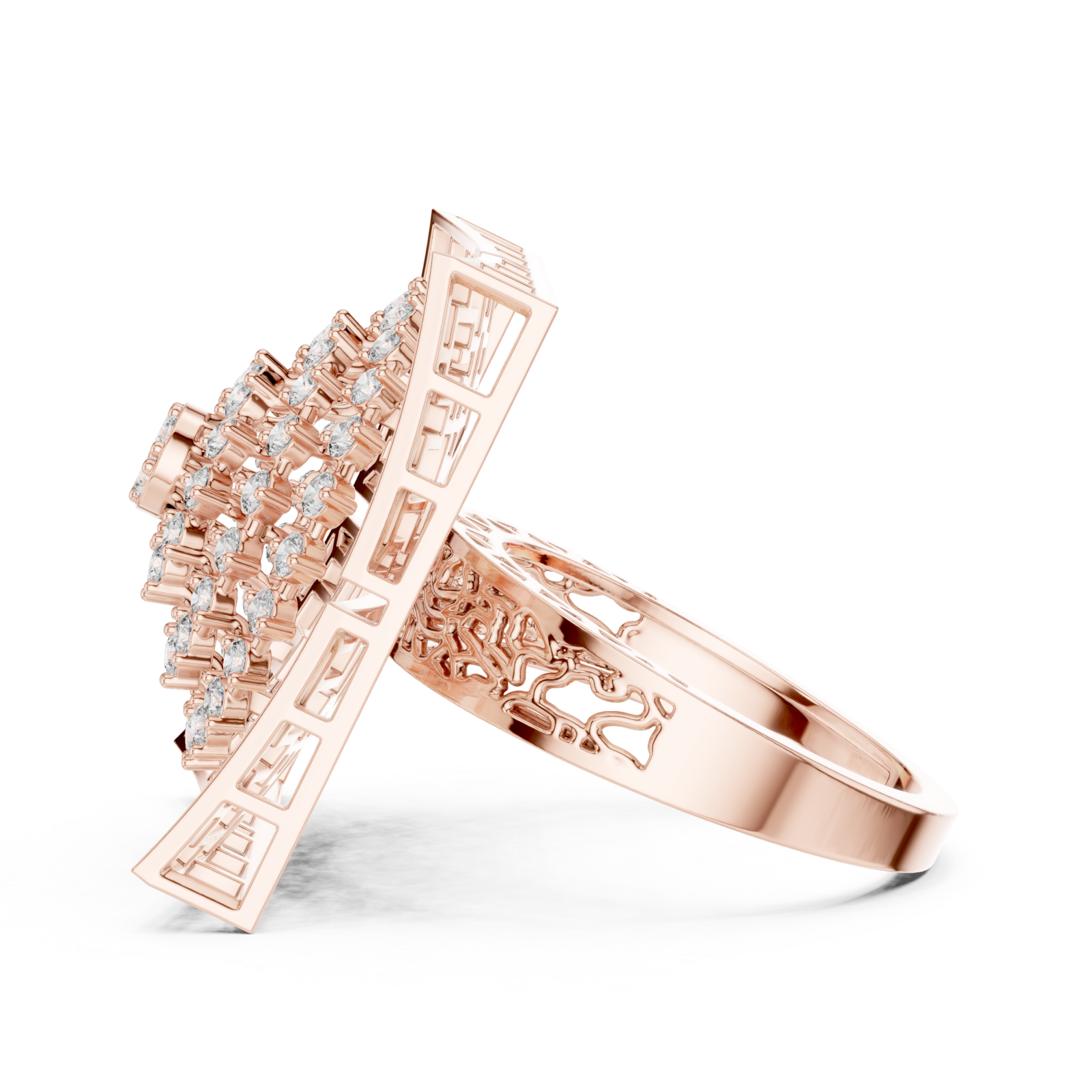  Rose Gold Enchanted Palace Regal Crest Mosaic Band Side View