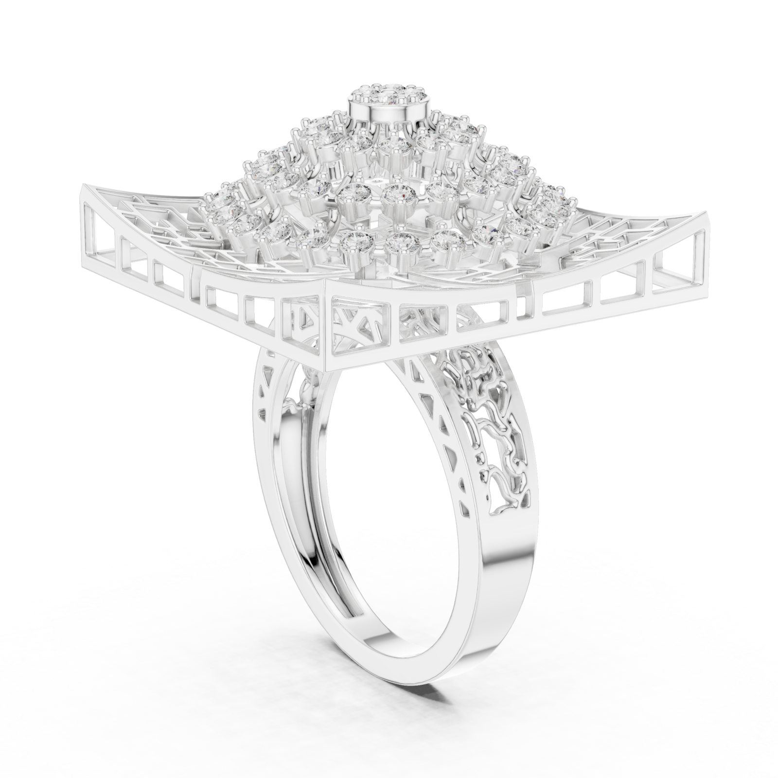  White Gold Enchanted Palace Regal Crest Mosaic Band Left View