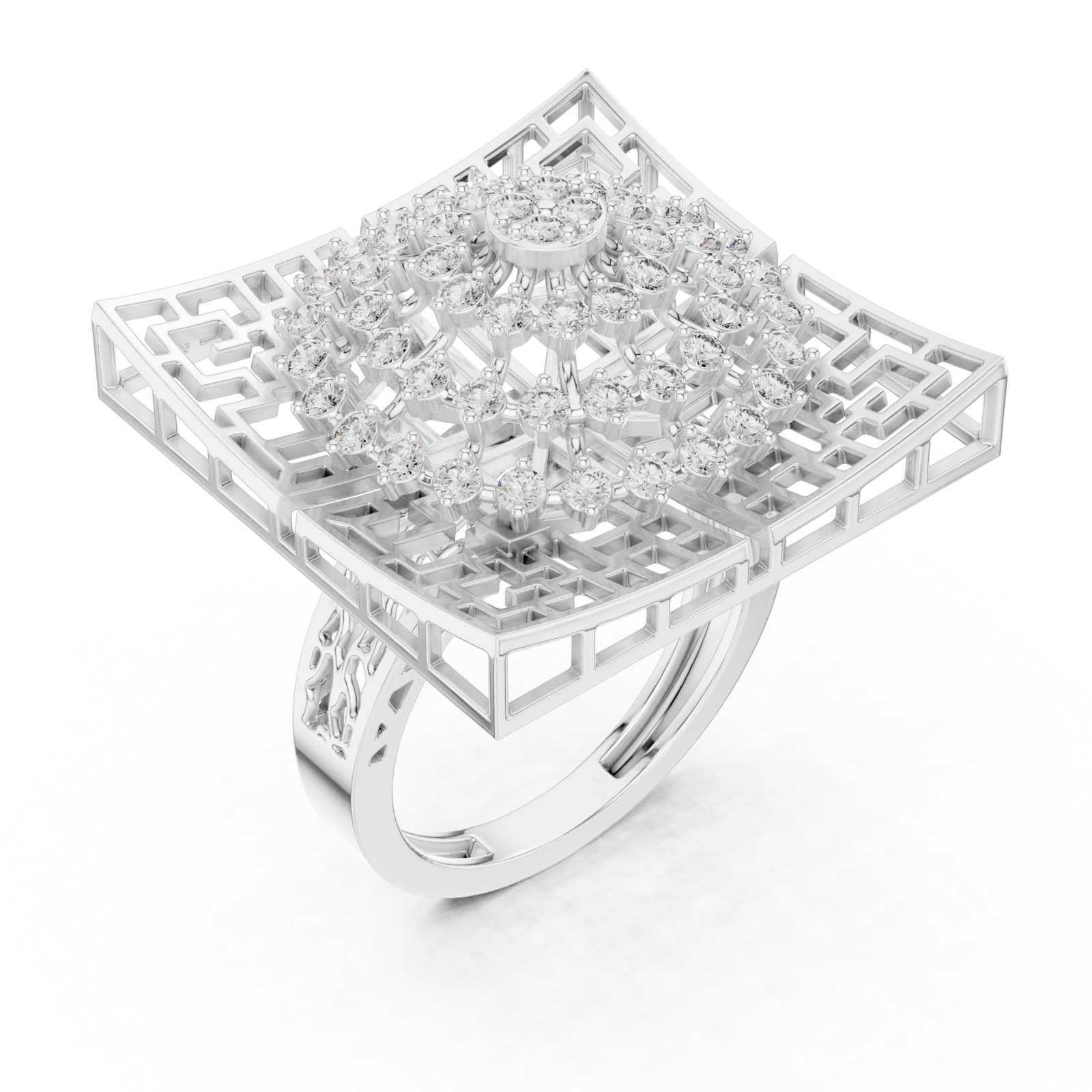  White Gold Enchanted Palace Regal Crest Mosaic Band Right View
