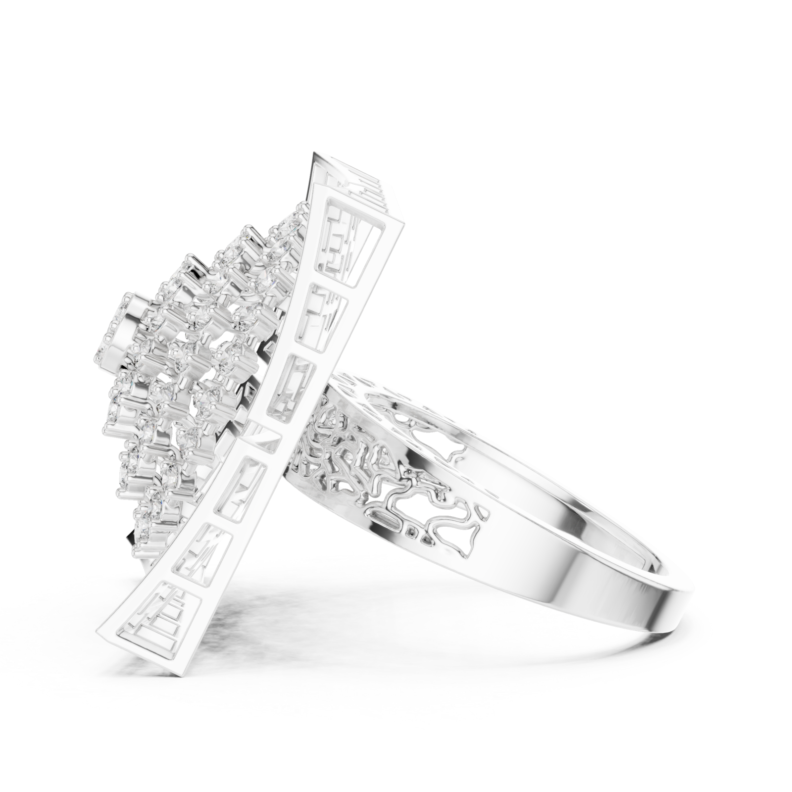  White Gold Enchanted Palace Regal Crest Mosaic Band Side View