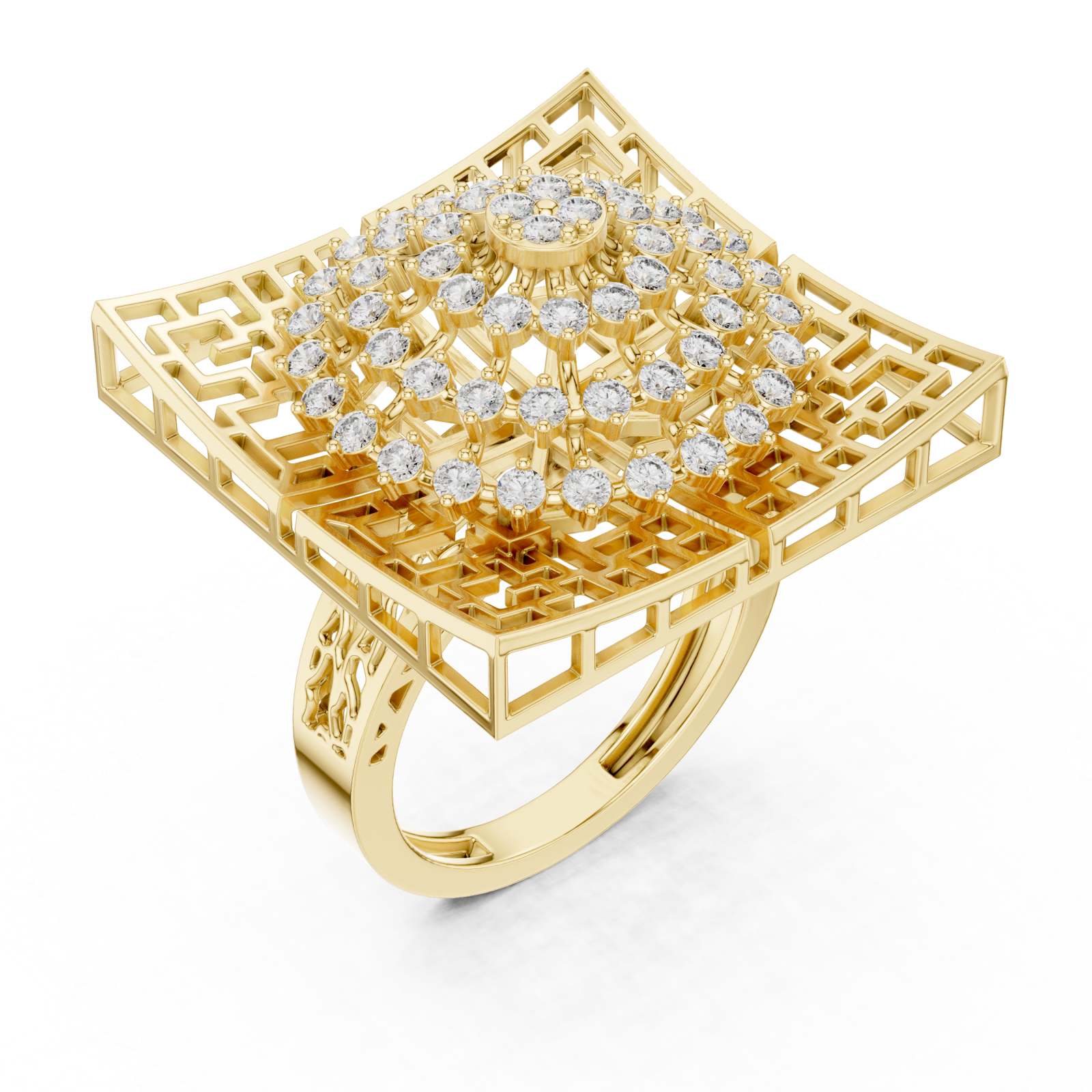 Gold Enchanted Palace Regal Crest Mosaic Band Right View