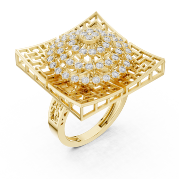 Gold Enchanted Palace Regal Crest Mosaic Band Right View