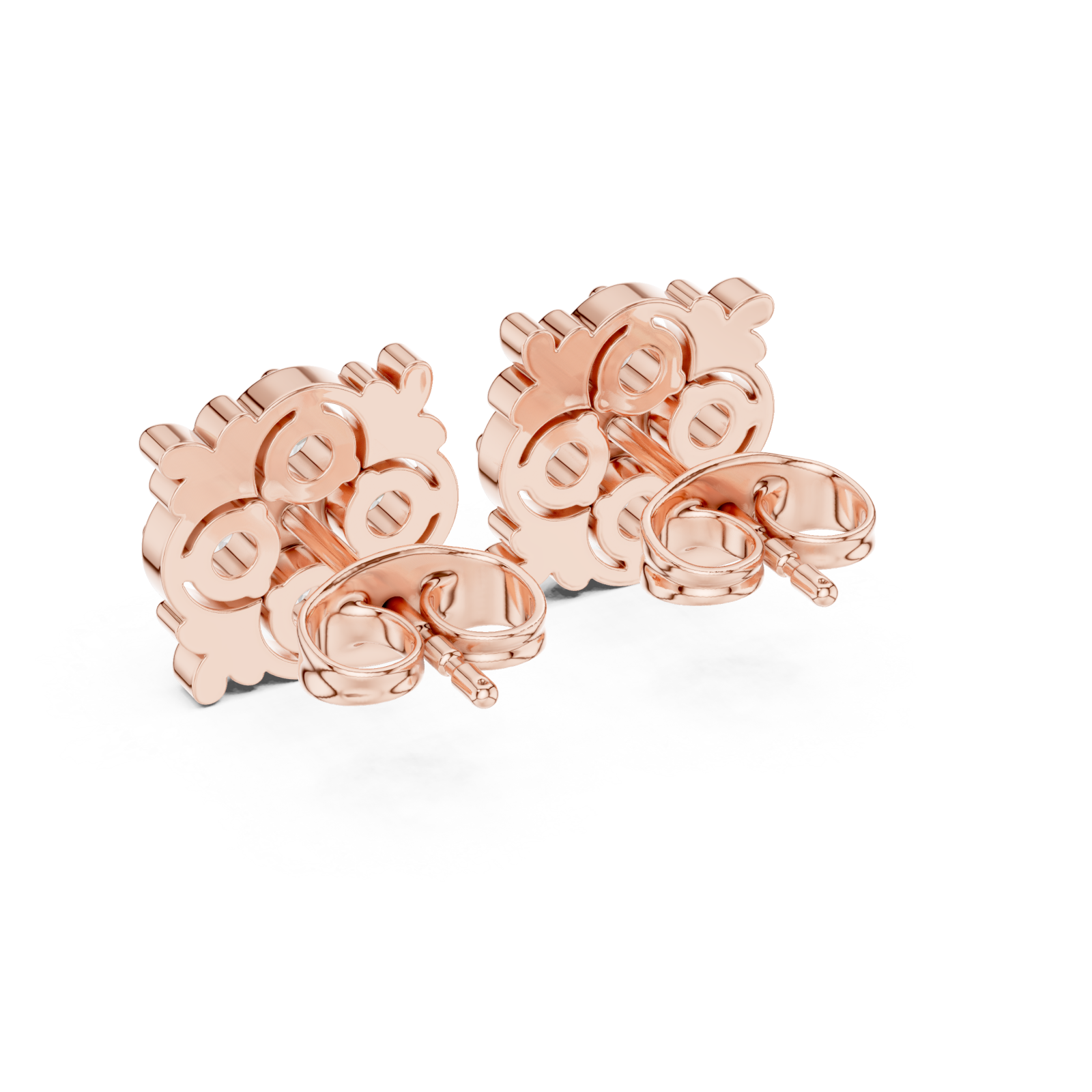  Rose Gold Radiant Square Petal Cluster Earrings Side View