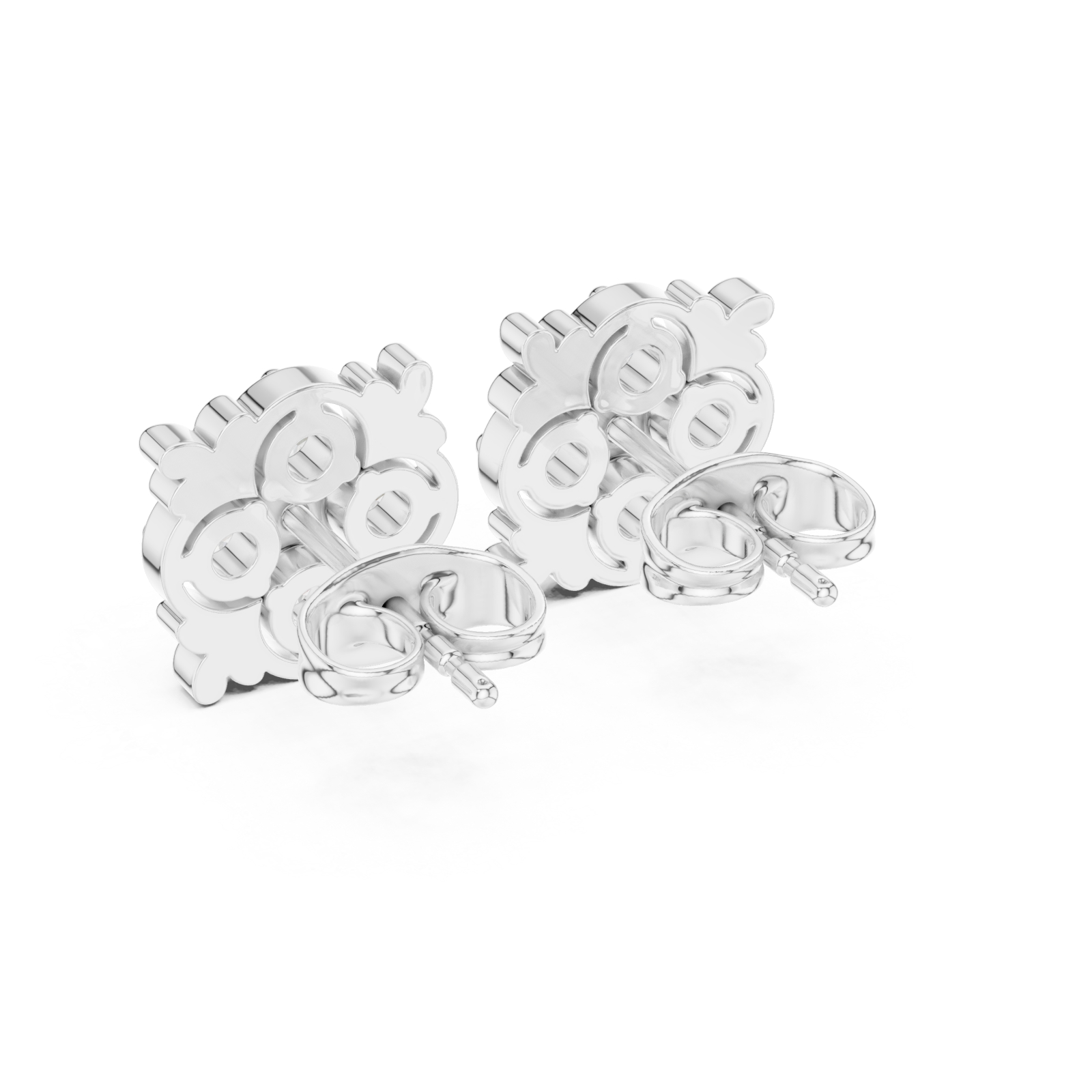 White Gold Radiant Square Petal Cluster Earrings Side View