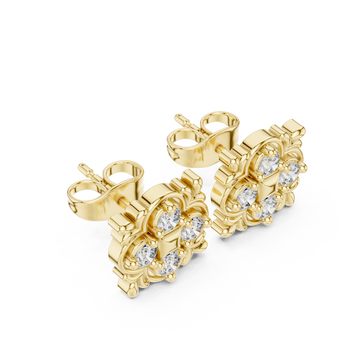 Gold Radiant Square Petal Cluster Earrings Right View