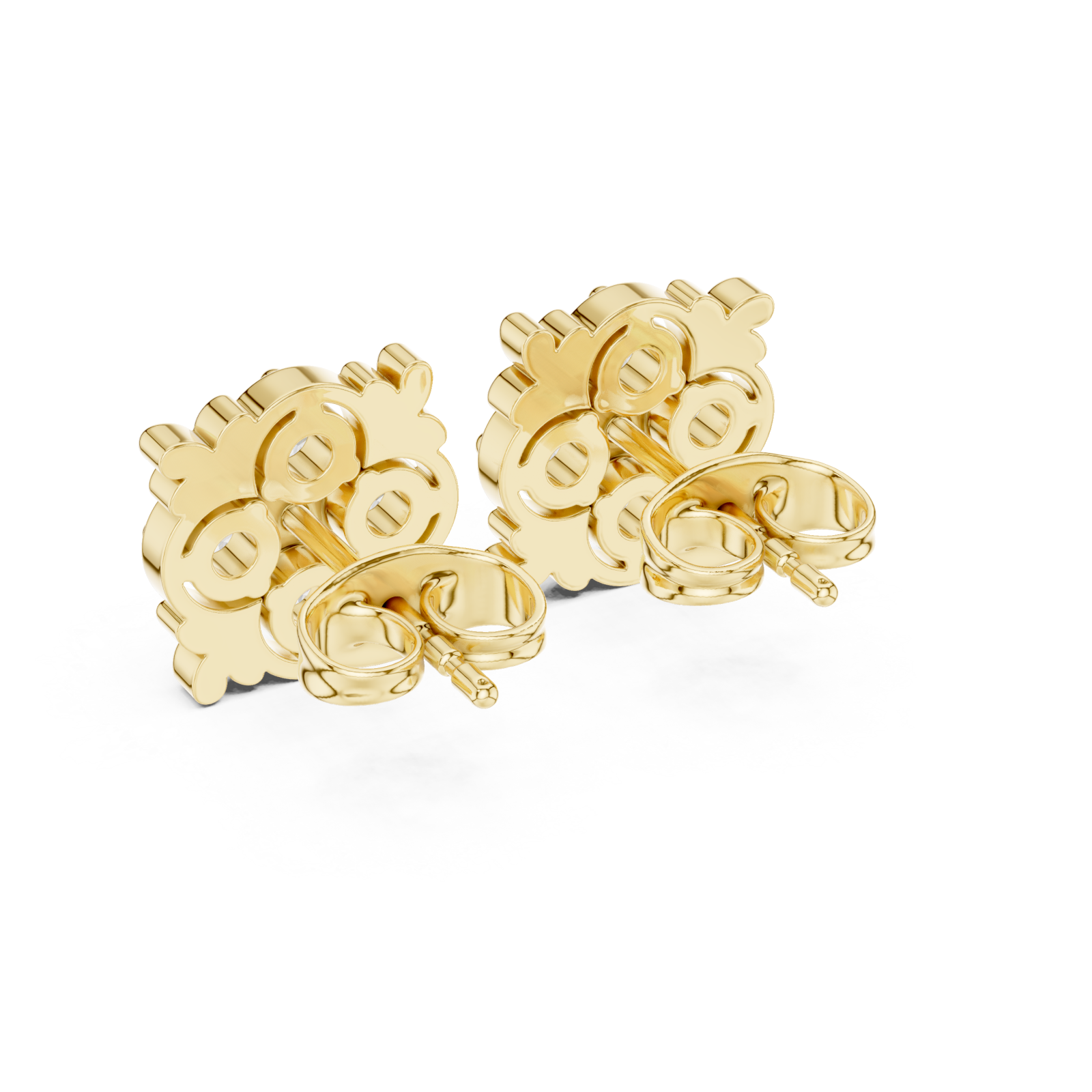  Gold Radiant Square Petal Cluster Earrings Side View