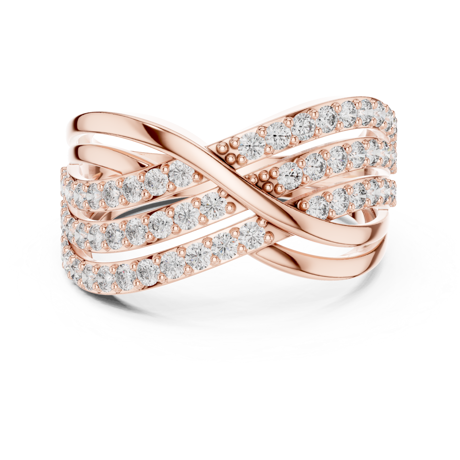  Rose Gold Crossline Elegance Band Ring Front View