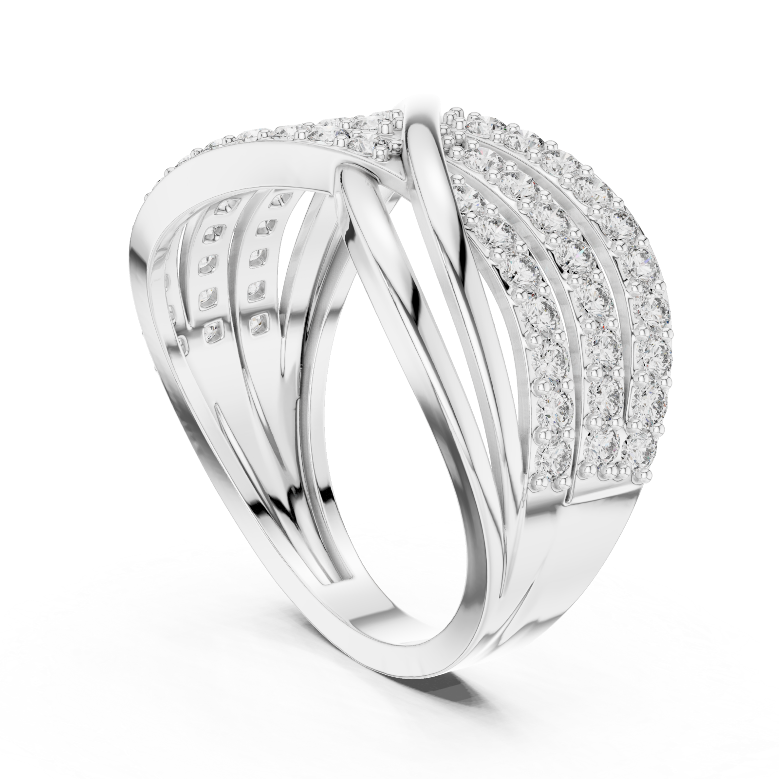  White Gold Crossline Elegance Band Ring Left View
