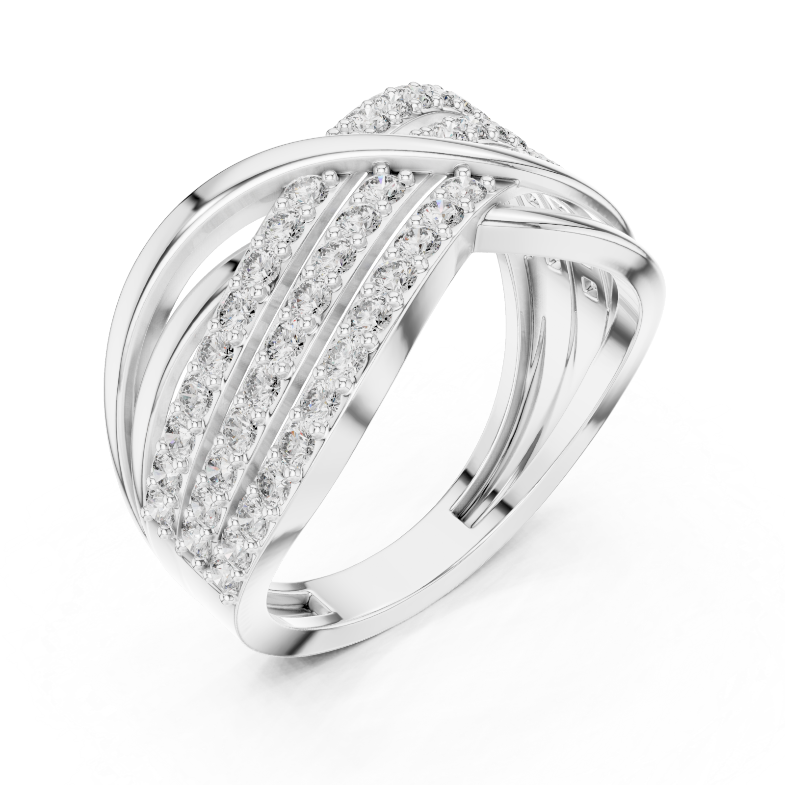  White Gold Crossline Elegance Band Ring Right View