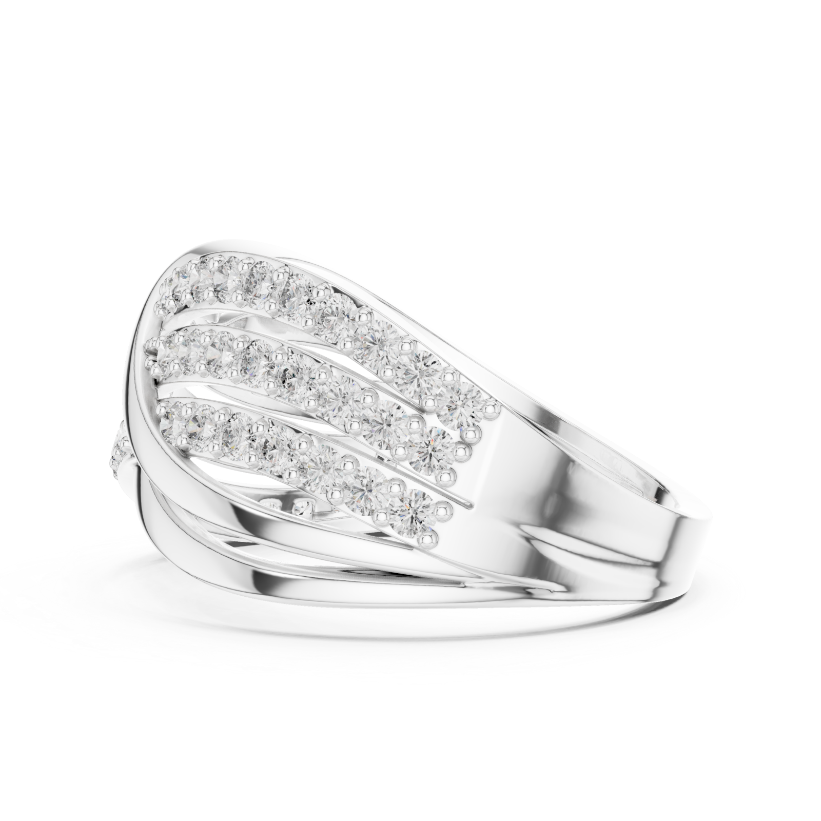  White Gold Crossline Elegance Band Ring Side View