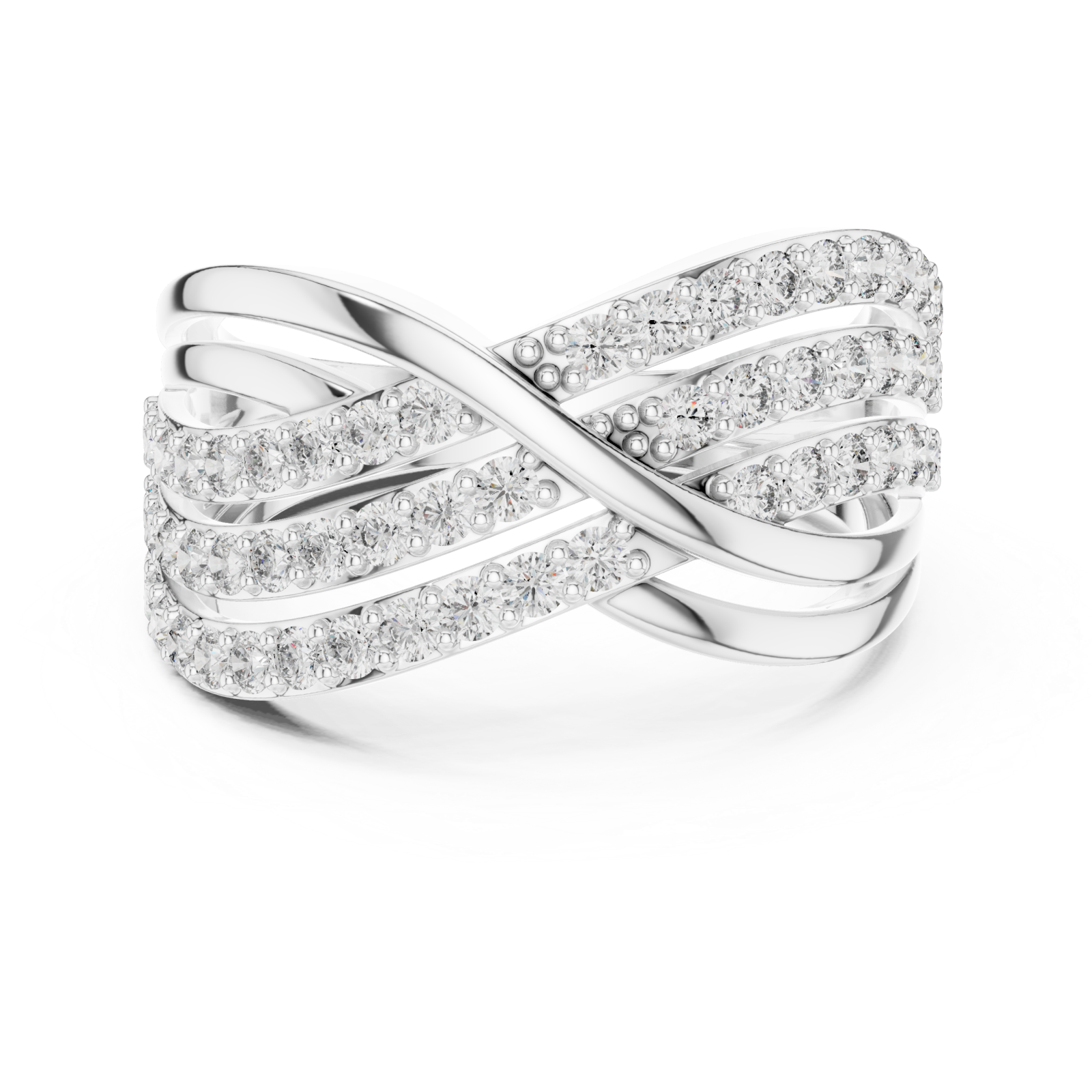  White Gold Crossline Elegance Band Ring Front View