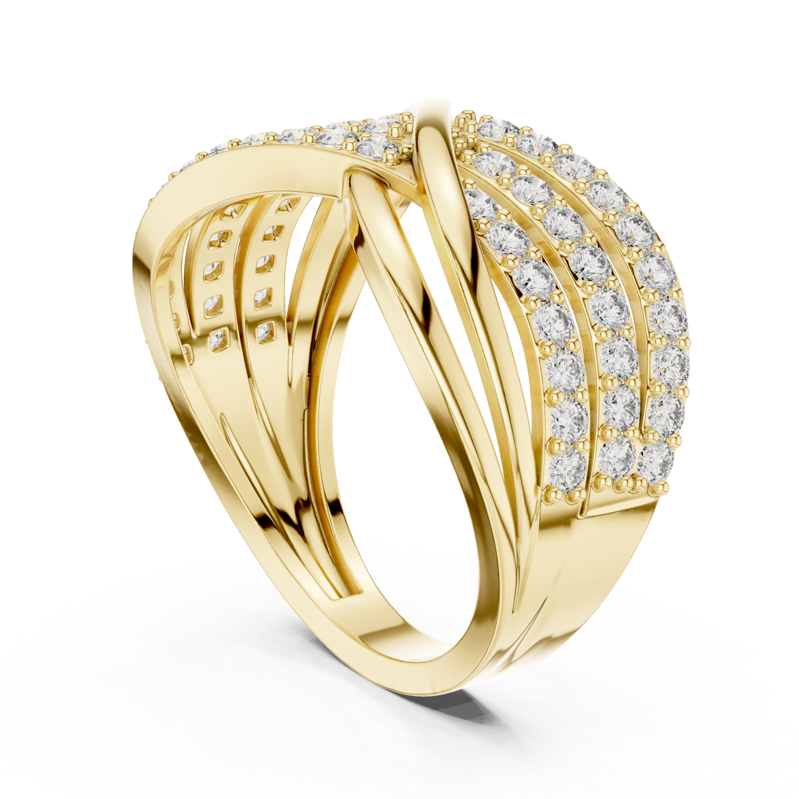  Gold Crossline Elegance Band Ring Left View