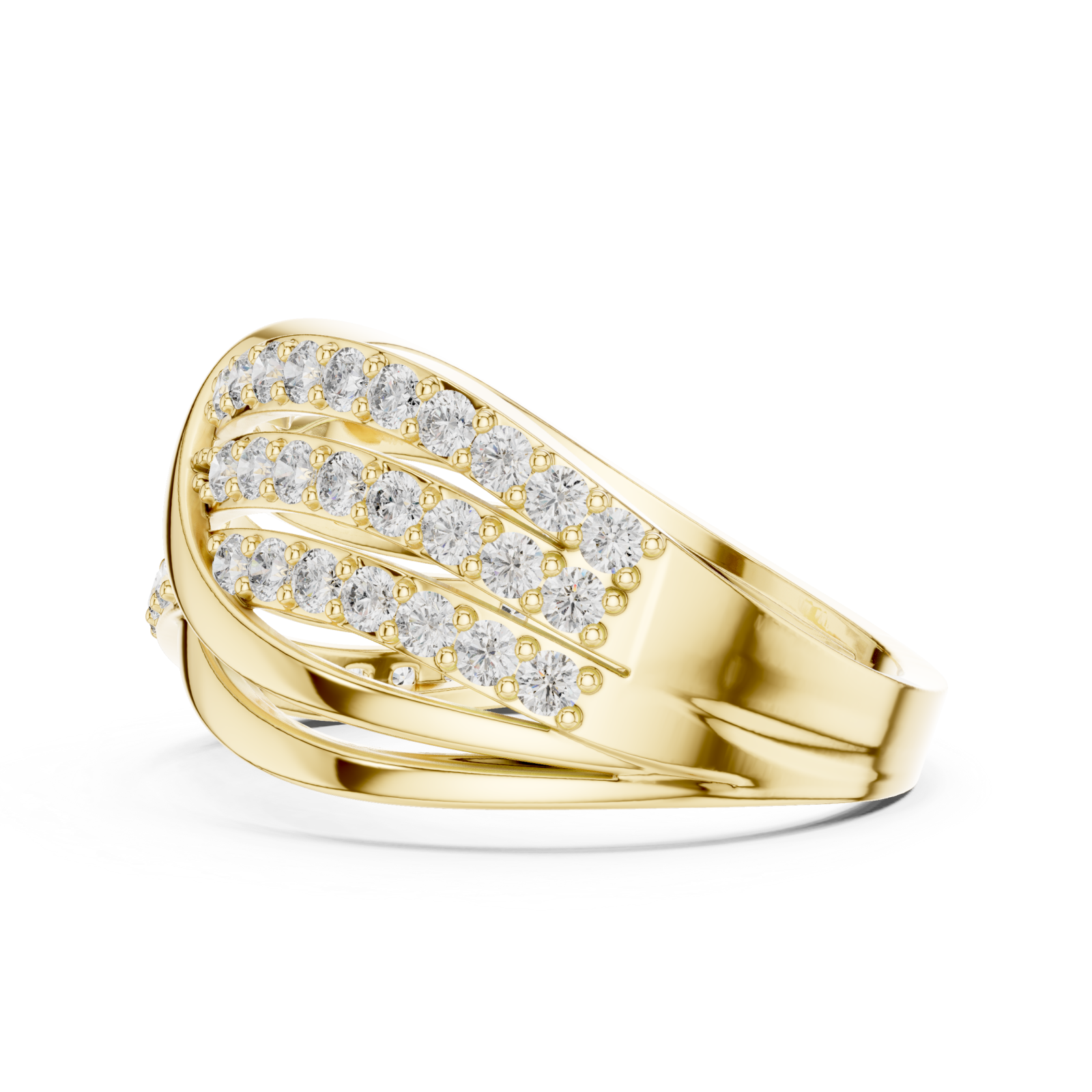  Gold Crossline Elegance Band Ring Side View