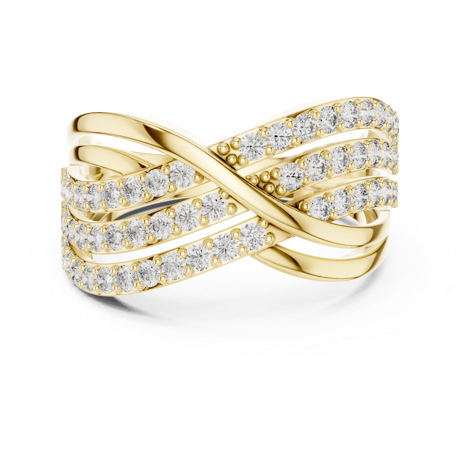  Gold Crossline Elegance Band Ring Front View