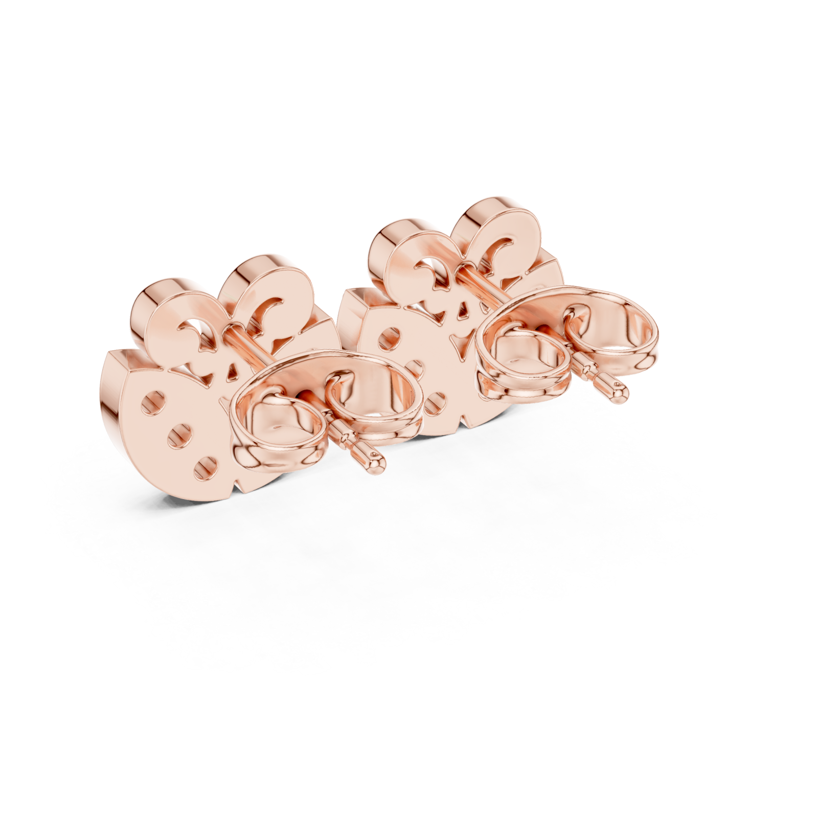  Rose Gold Twilight Grace Scroll Heart Stud Earrings Side View