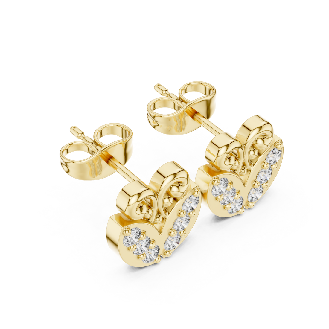 Gold Twilight Grace Scroll Heart Stud Earrings Right View